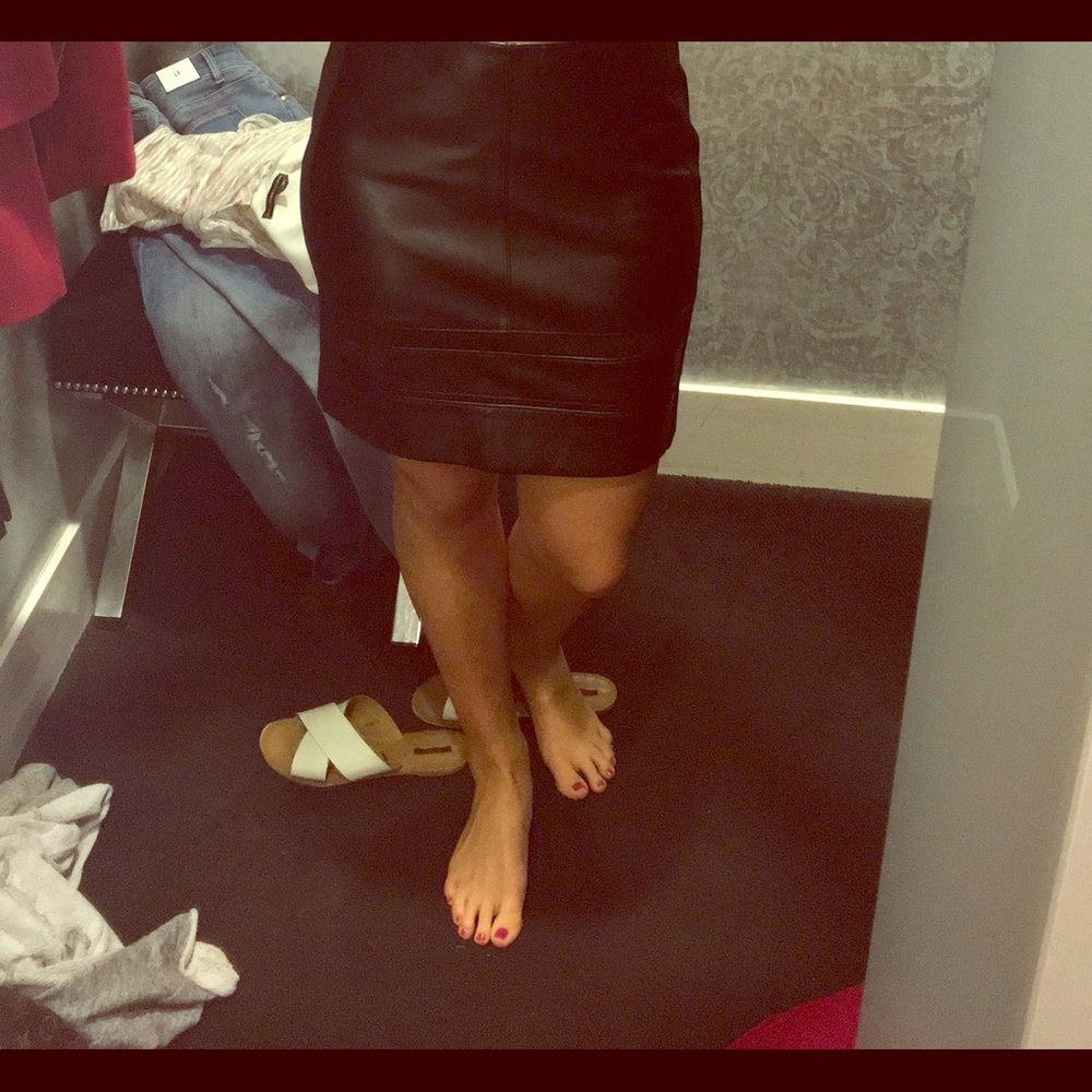 WHBM Black Leather Skirt